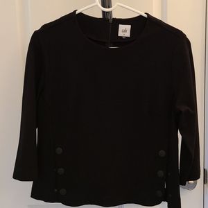 CAbi Black Button-Detail Top